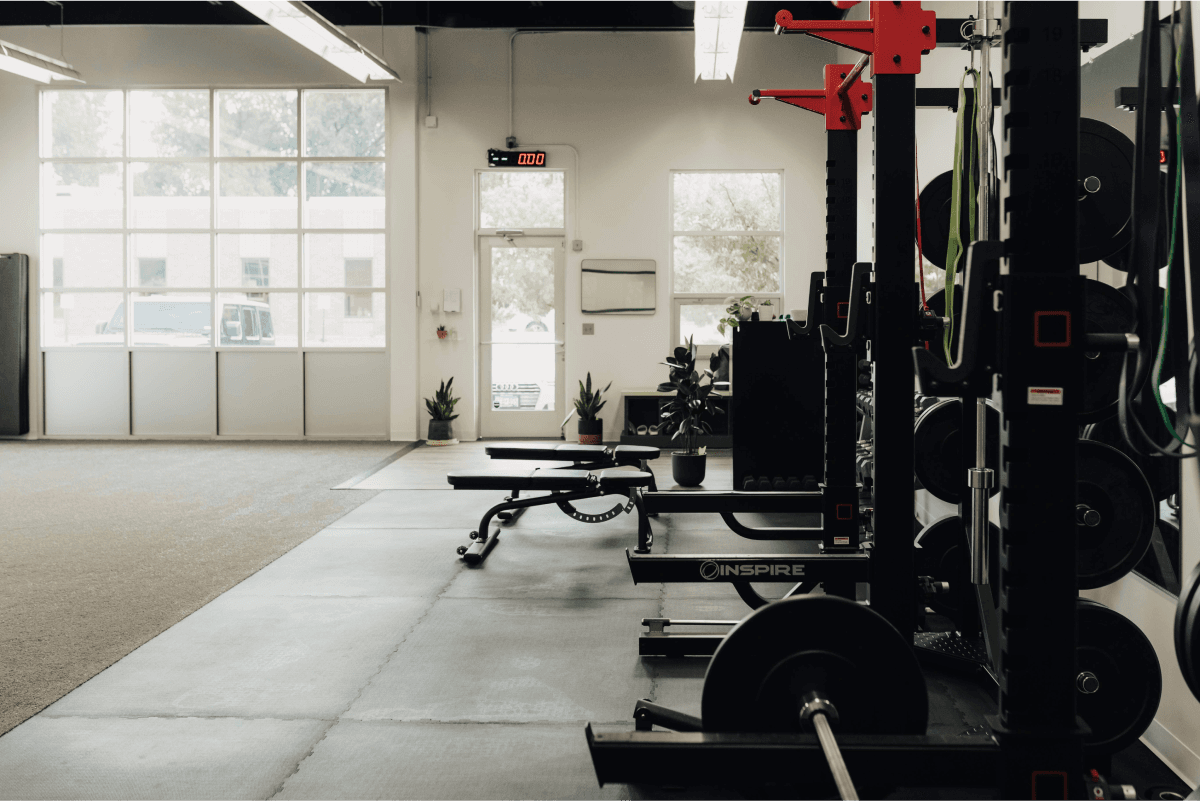 Squat racks and bench with window